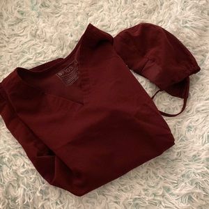 Figs scrub top, free mandala scrub cap